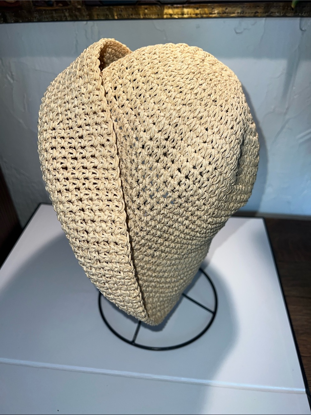 Sunbelt Beige Crochet Straw Bucket Hat